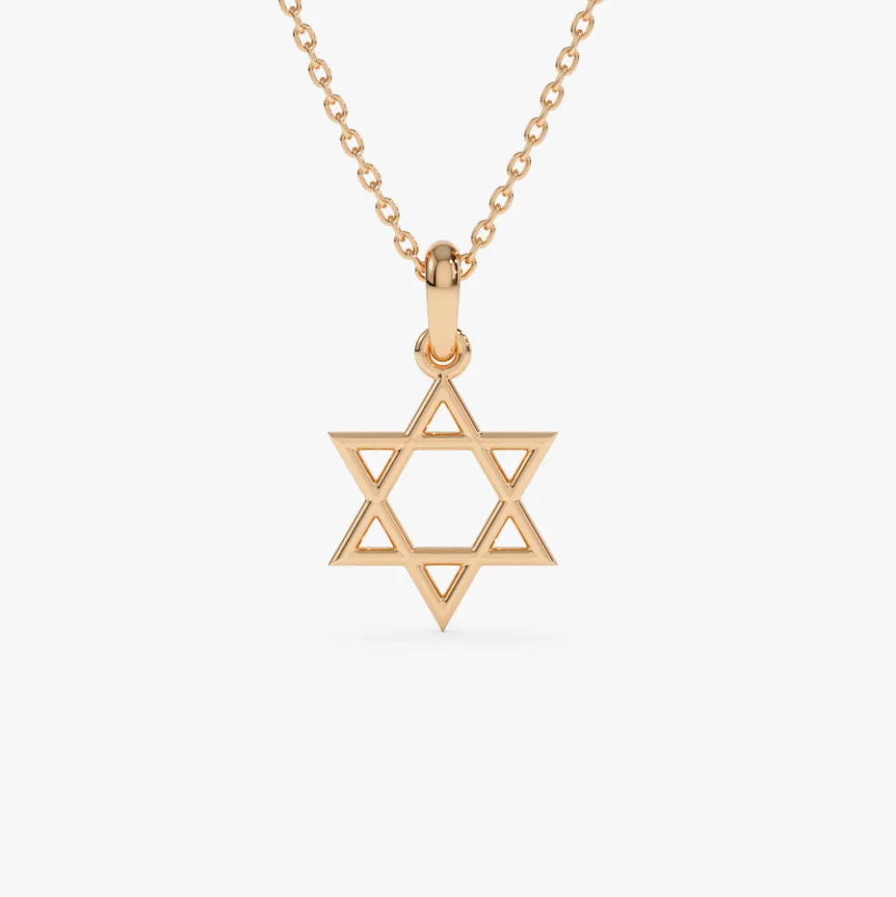 14K Plain Gold Star Of David Necklace