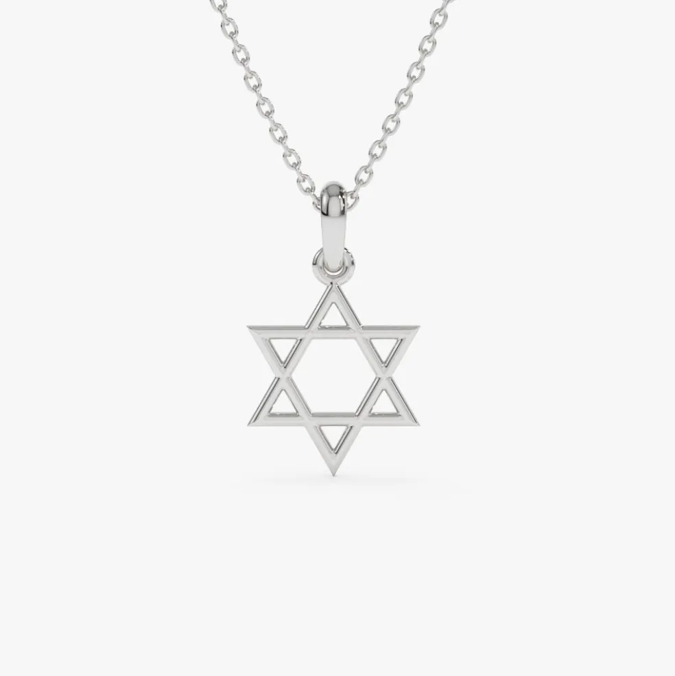14K Plain Gold Star Of David Necklace