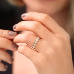 14k Princess Cut 5 Stone Diamond Wedding Ring