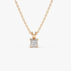 14k Princess-Cut Diamond Solitaire Pendant