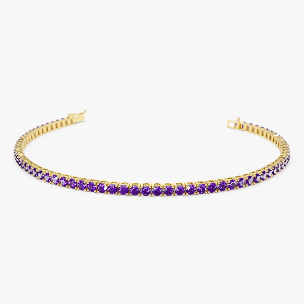14k Prong Setting Amethyst Tennis Bracelet