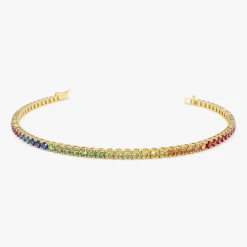 14k Prong Setting Diamond and Multi-Color Sapphire Tennis Bracelet