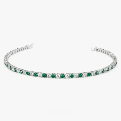 14k Prong Setting Diamond and Emerald Tennis Bracelet