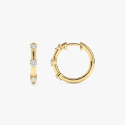 14k Prong Setting Diamond Hoop Earrings