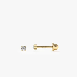 14k Prong Setting Diamond Stud Piercing