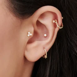 14k Prong Setting Diamond Stud Piercing