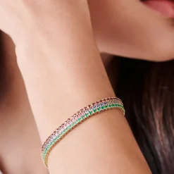 14k Prong Setting Emerald Tennis Bracelet