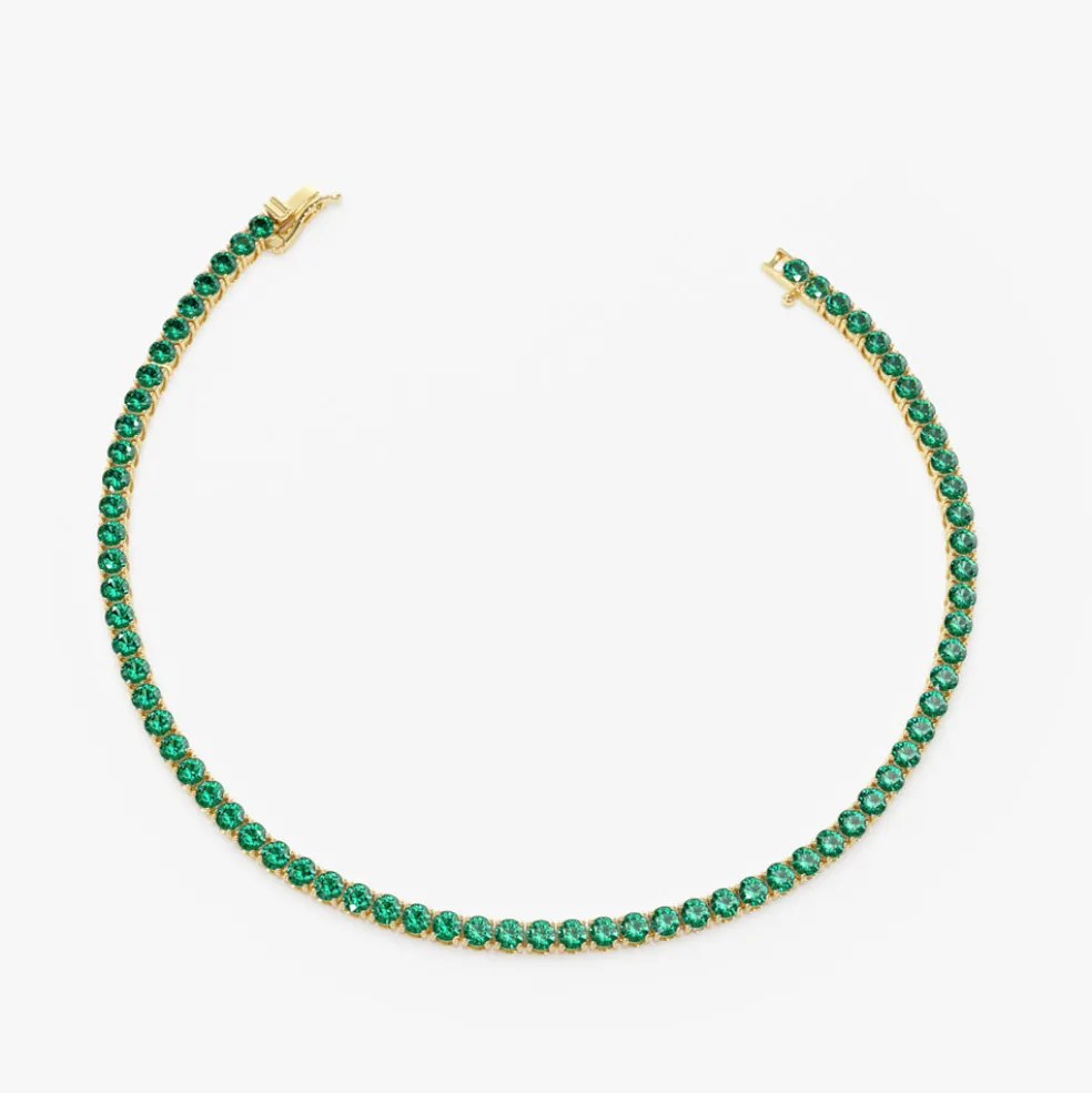 14k Prong Setting Emerald Tennis Bracelet