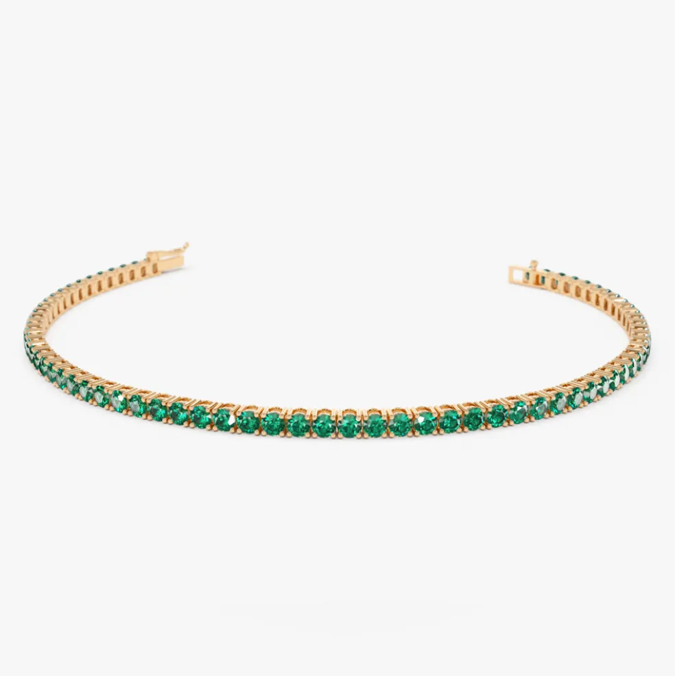 14k Prong Setting Emerald Tennis Bracelet