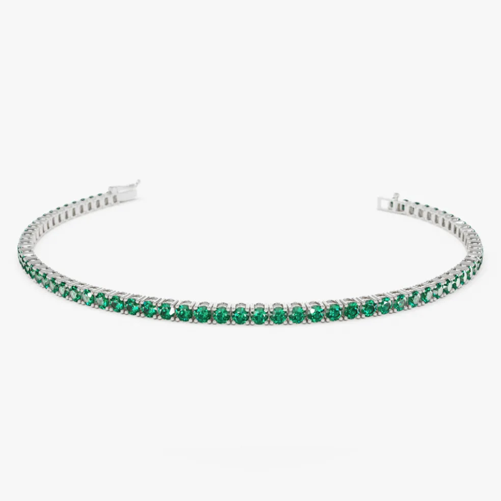 14k Prong Setting Emerald Tennis Bracelet