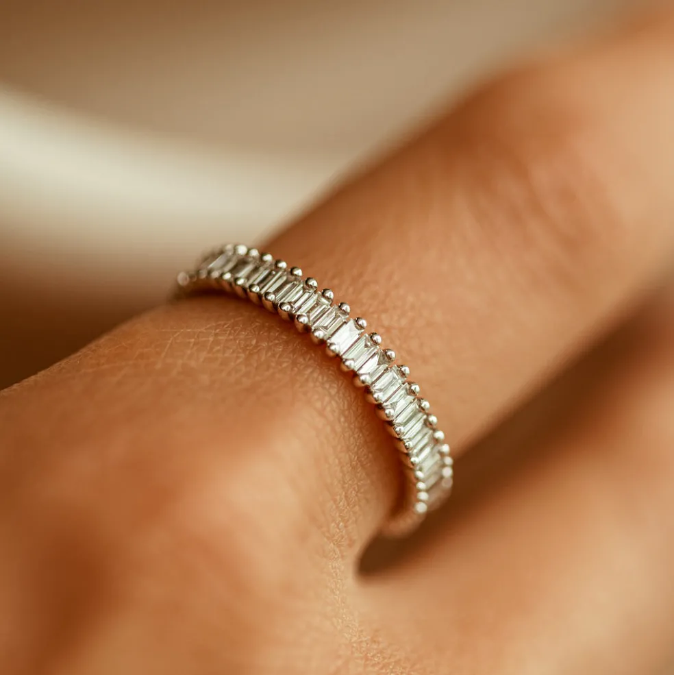 14K Prong Setting Full Eternity Baguette Diamond Ring