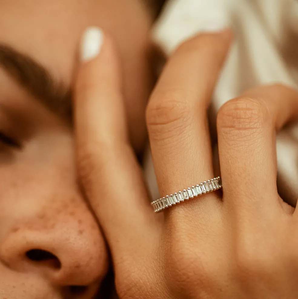14K Prong Setting Full Eternity Baguette Diamond Ring