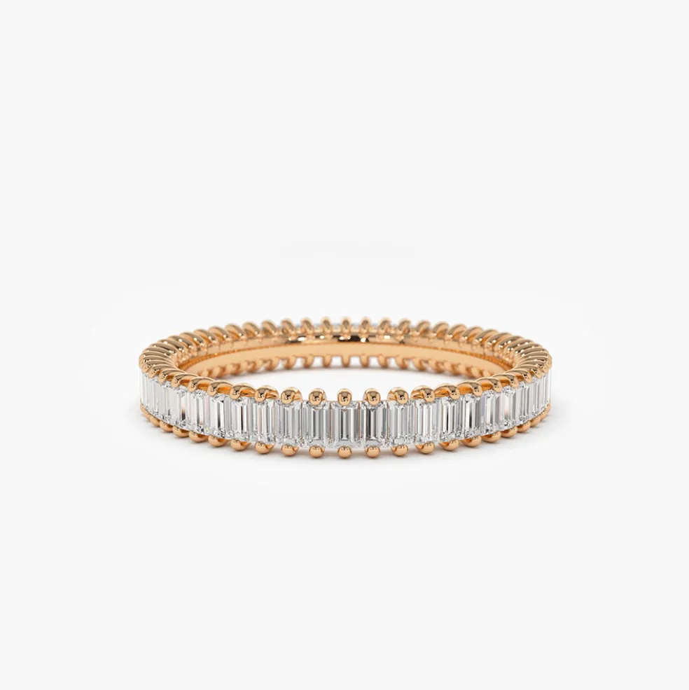 14K Prong Setting Full Eternity Baguette Diamond Ring