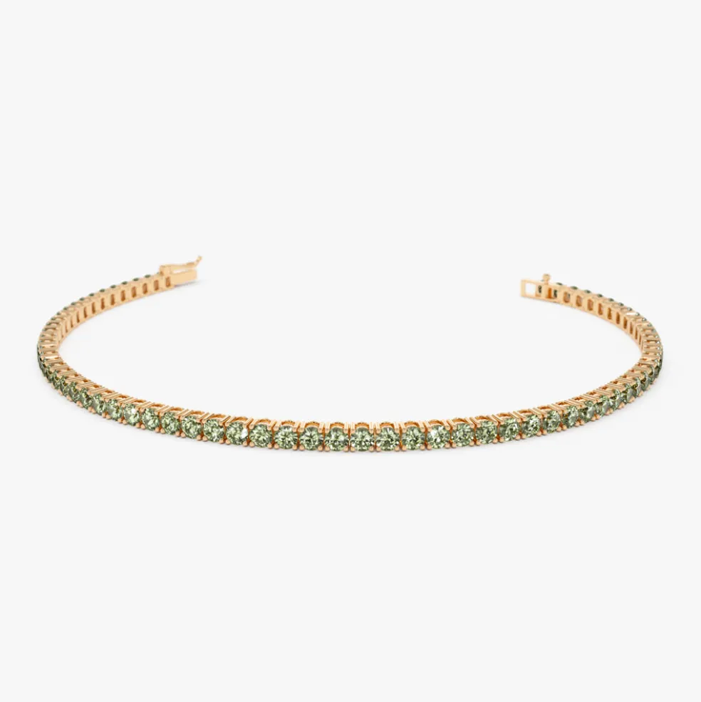 14k Prong Setting Peridot Tennis Bracelet
