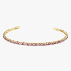 14k Prong Setting Pink Tourmaline Tennis Bracelet