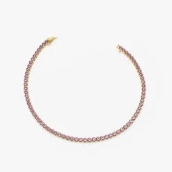 14k Prong Setting Pink Tourmaline Tennis Bracelet