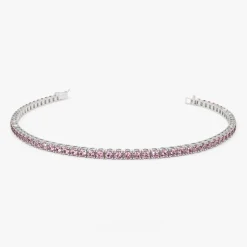 14k Prong Setting Pink Tourmaline Tennis Bracelet