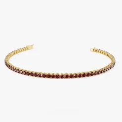 14k Prong Setting Red Garnet Tennis Bracelet