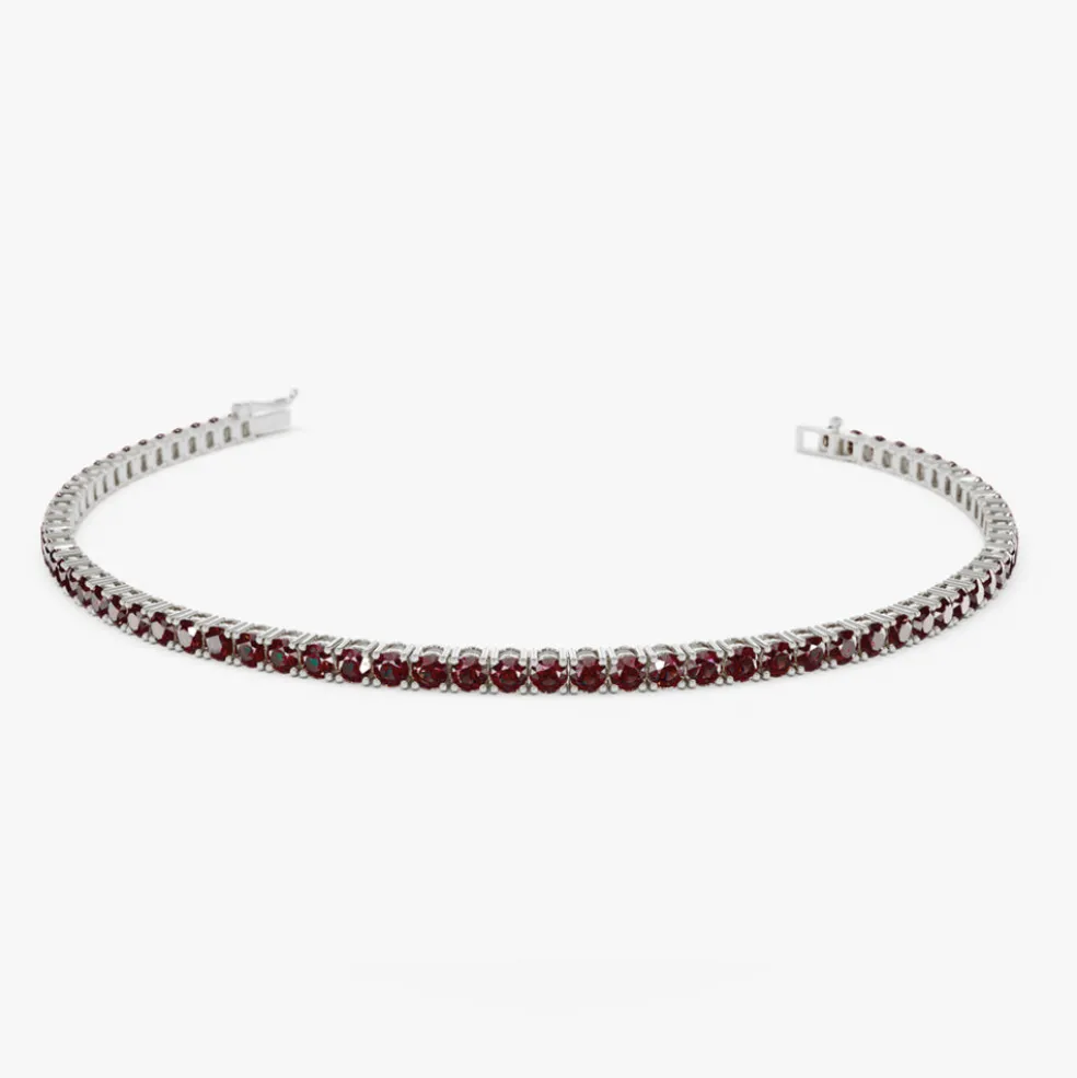 14k Prong Setting Red Garnet Tennis Bracelet