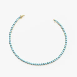 14k Prong Setting Turquoise Tennis Bracelet