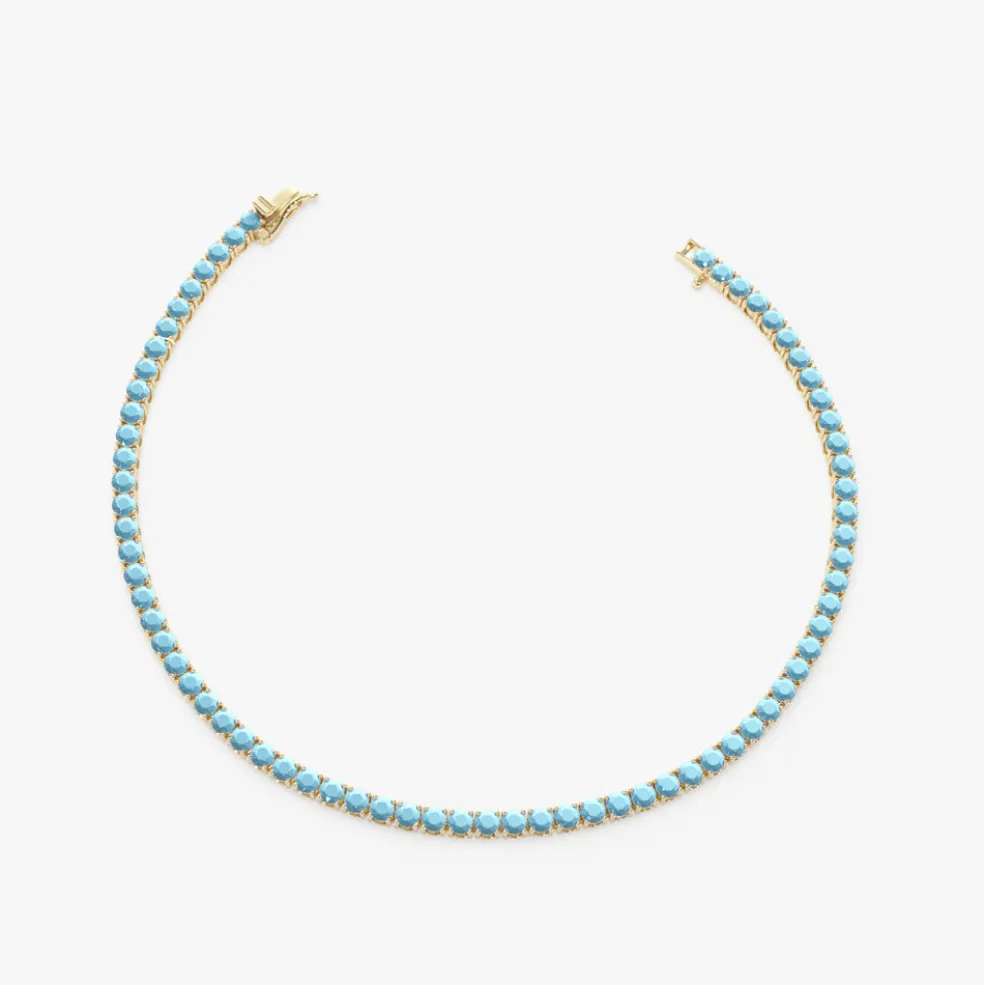 14k Prong Setting Turquoise Tennis Bracelet