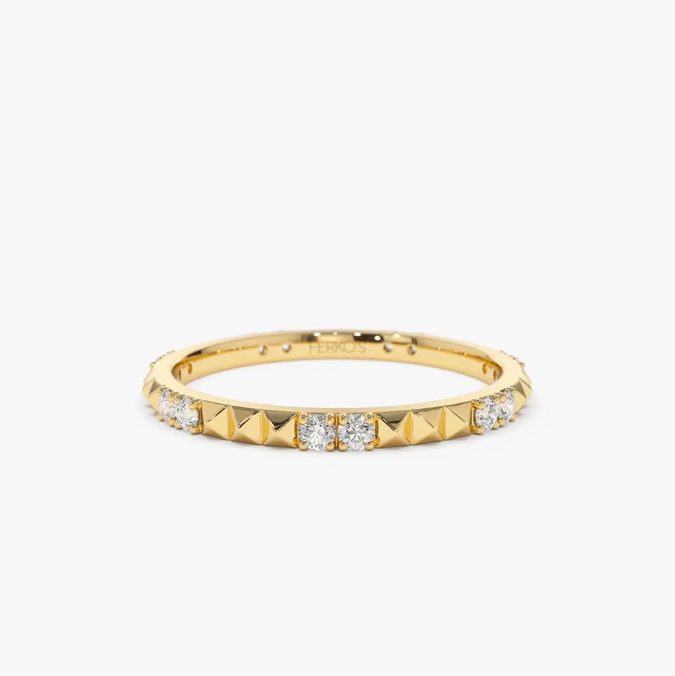 14K Pyramid Diamond Eternity Ring