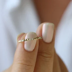 14K Pyramid Diamond Eternity Ring
