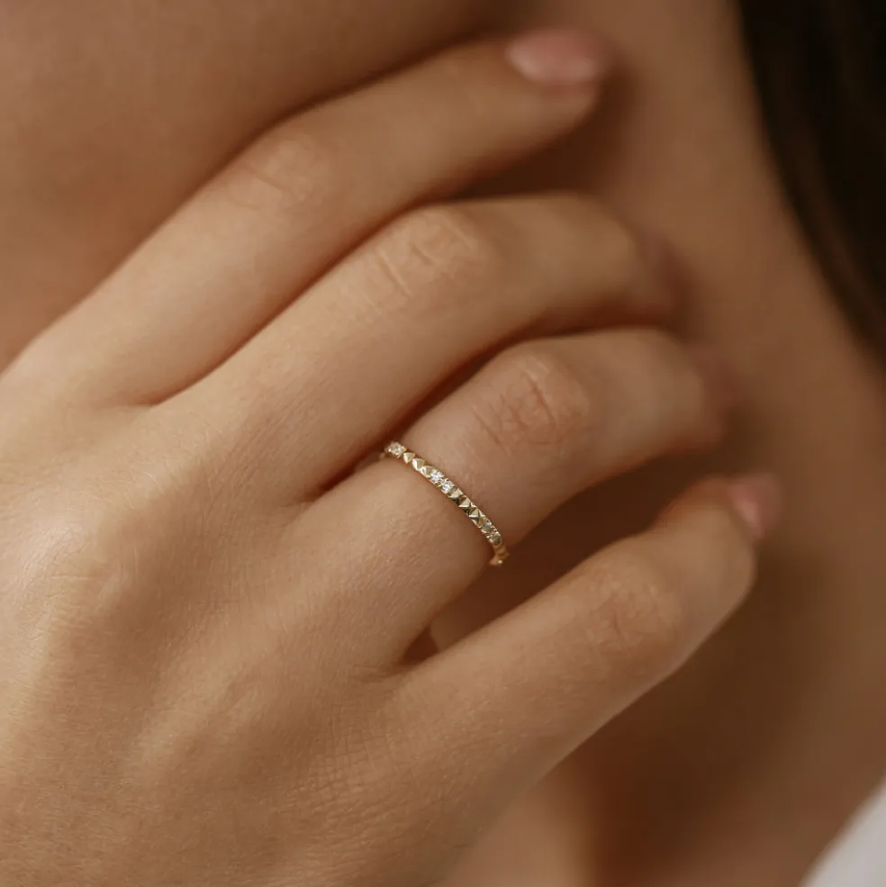 14K Pyramid Diamond Eternity Ring
