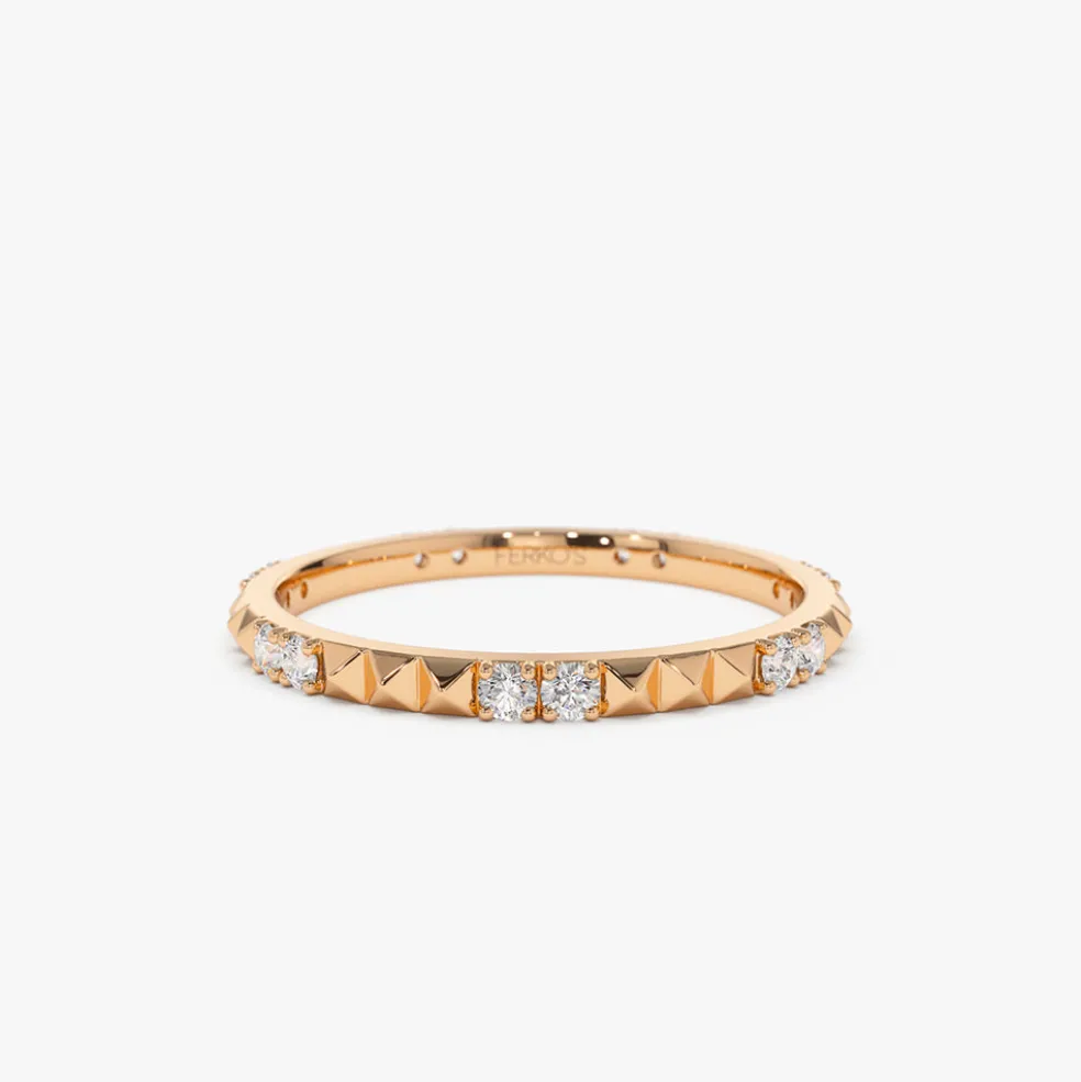 14K Pyramid Diamond Eternity Ring
