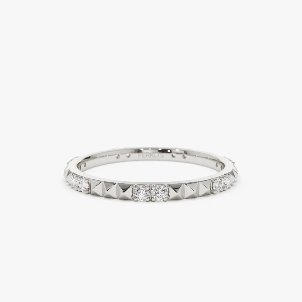 14K Pyramid Diamond Eternity Ring
