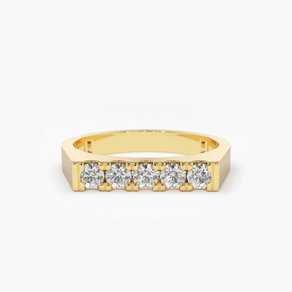 14K Rectangular Diamond Pinky Ring