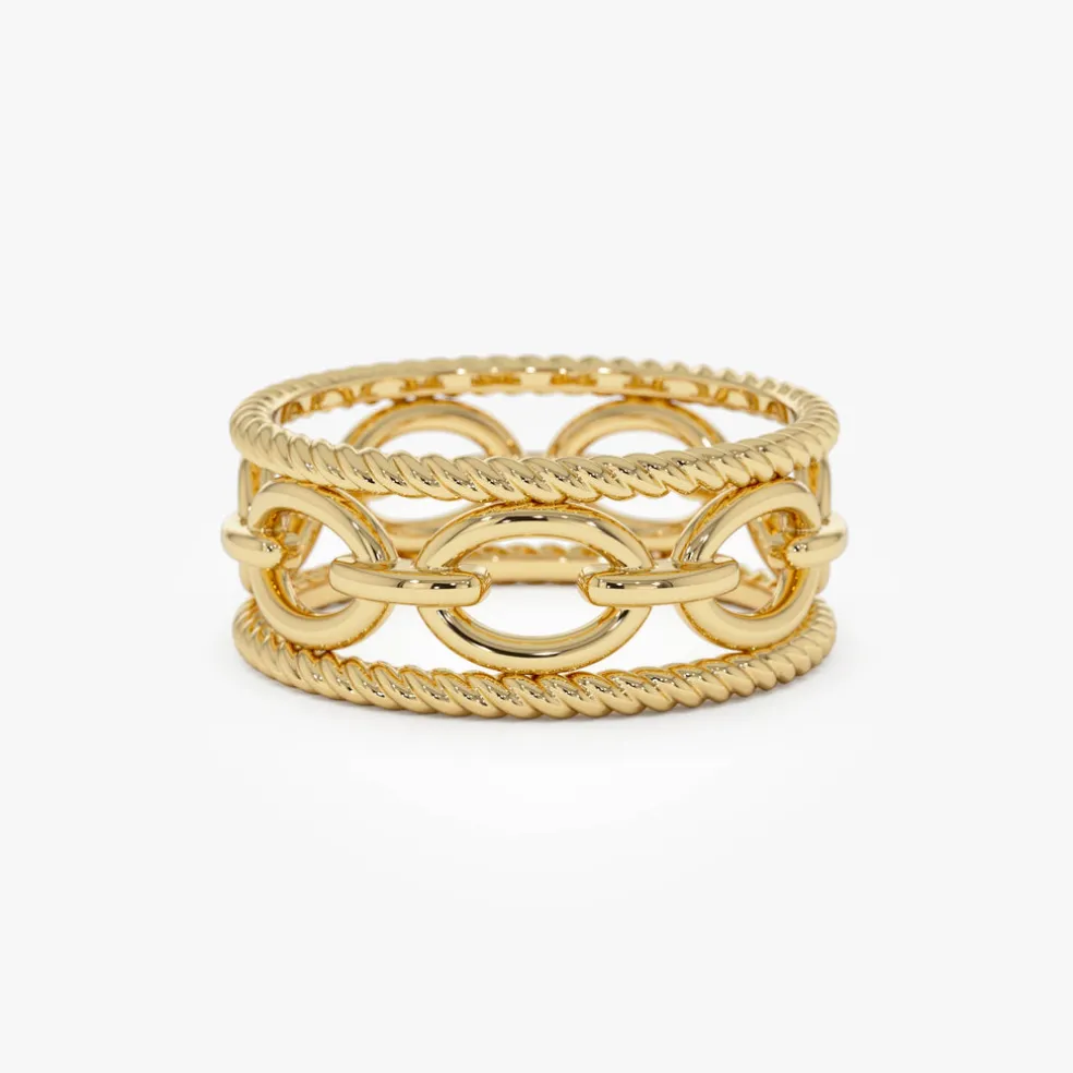 14k Rope Chain Link Unique Ring