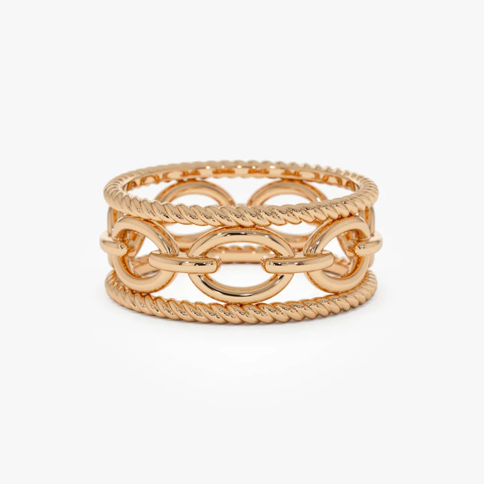 14k Rope Chain Link Unique Ring