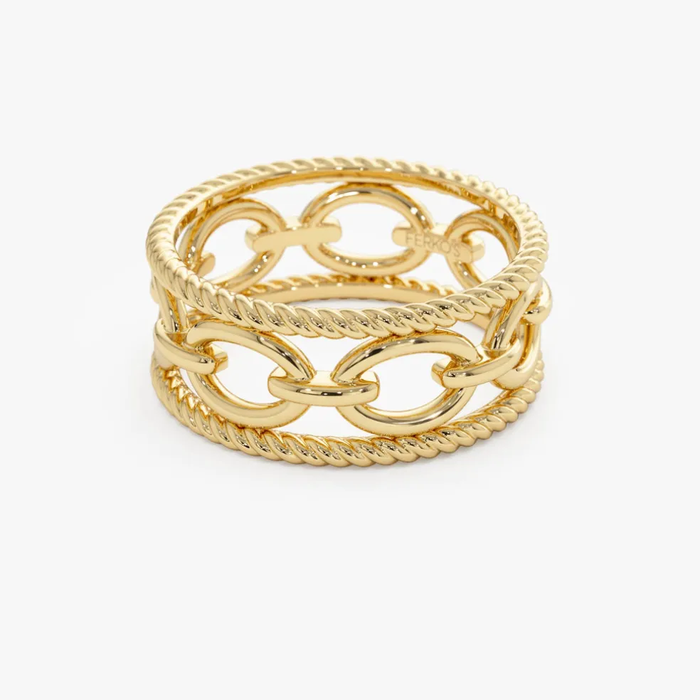 14k Rope Chain Link Unique Ring