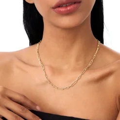 14k Rope Paperclip and Plain Oval Link Necklace