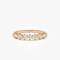 14K Round Cut 0.20 ctw Seven Stone Wedding Ring