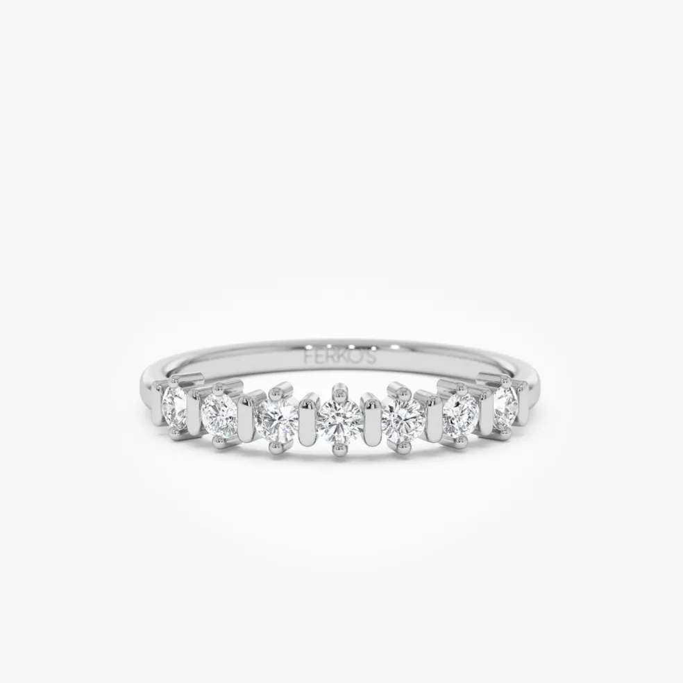 14K Round Cut 0.20 ctw Seven Stone Wedding Ring