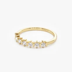14K Round Cut 0.20 ctw Seven Stone Wedding Ring