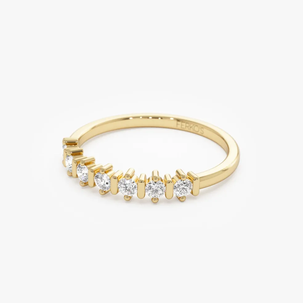 14K Round Cut 0.20 ctw Seven Stone Wedding Ring