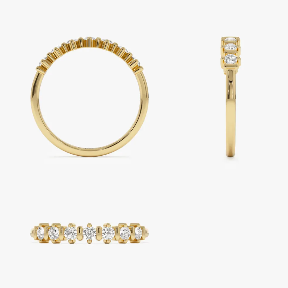 14K Round Cut 0.20 ctw Seven Stone Wedding Ring