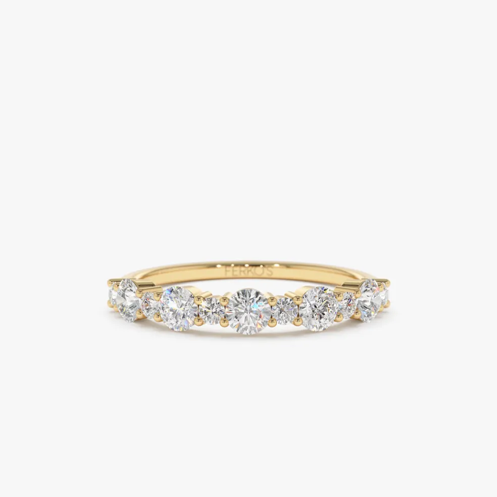 14k Round Diamond Mix Size Anniversary Ring