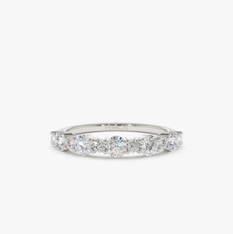 14k Round Diamond Mix Size Anniversary Ring