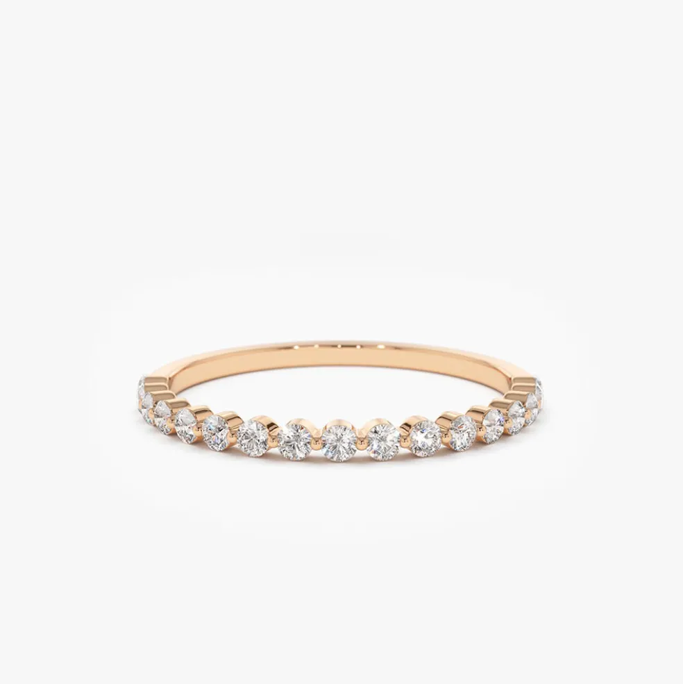 14K Round Diamond Shared Prong Wedding Ring