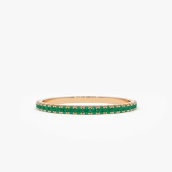 14k Round Emerald Eternity Band