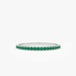 14k Round Emerald Eternity Band
