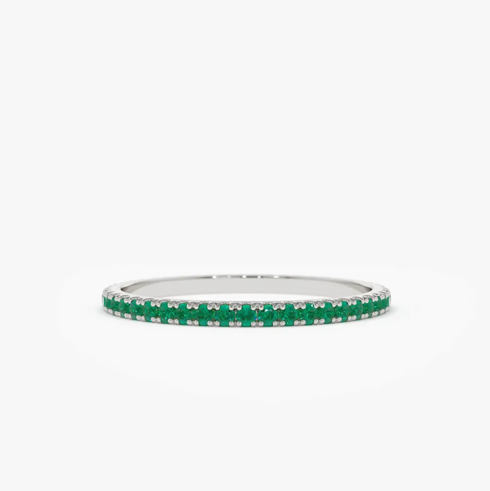 14k Round Emerald Eternity Band