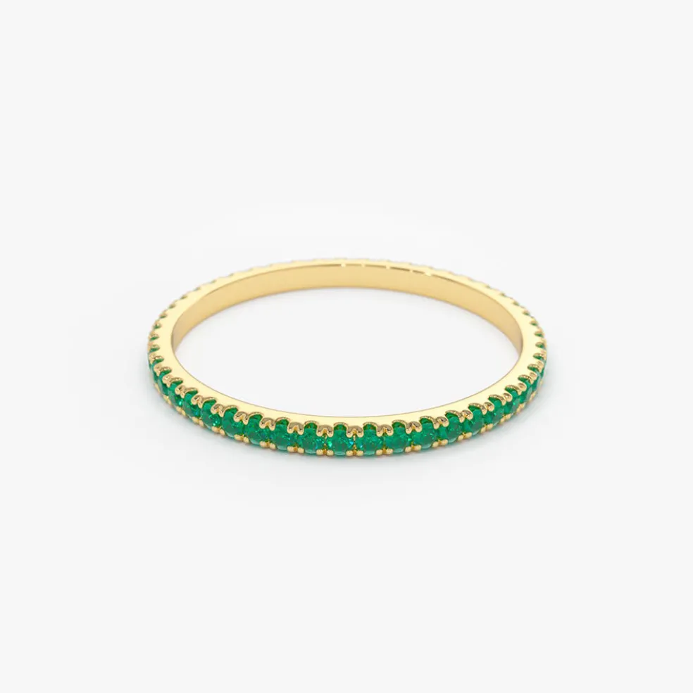 14k Round Emerald Eternity Band