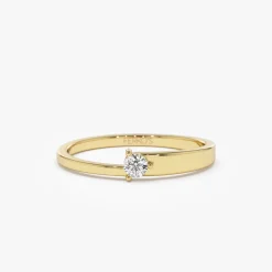 14k Round Solitaire Diamond Promise Ring