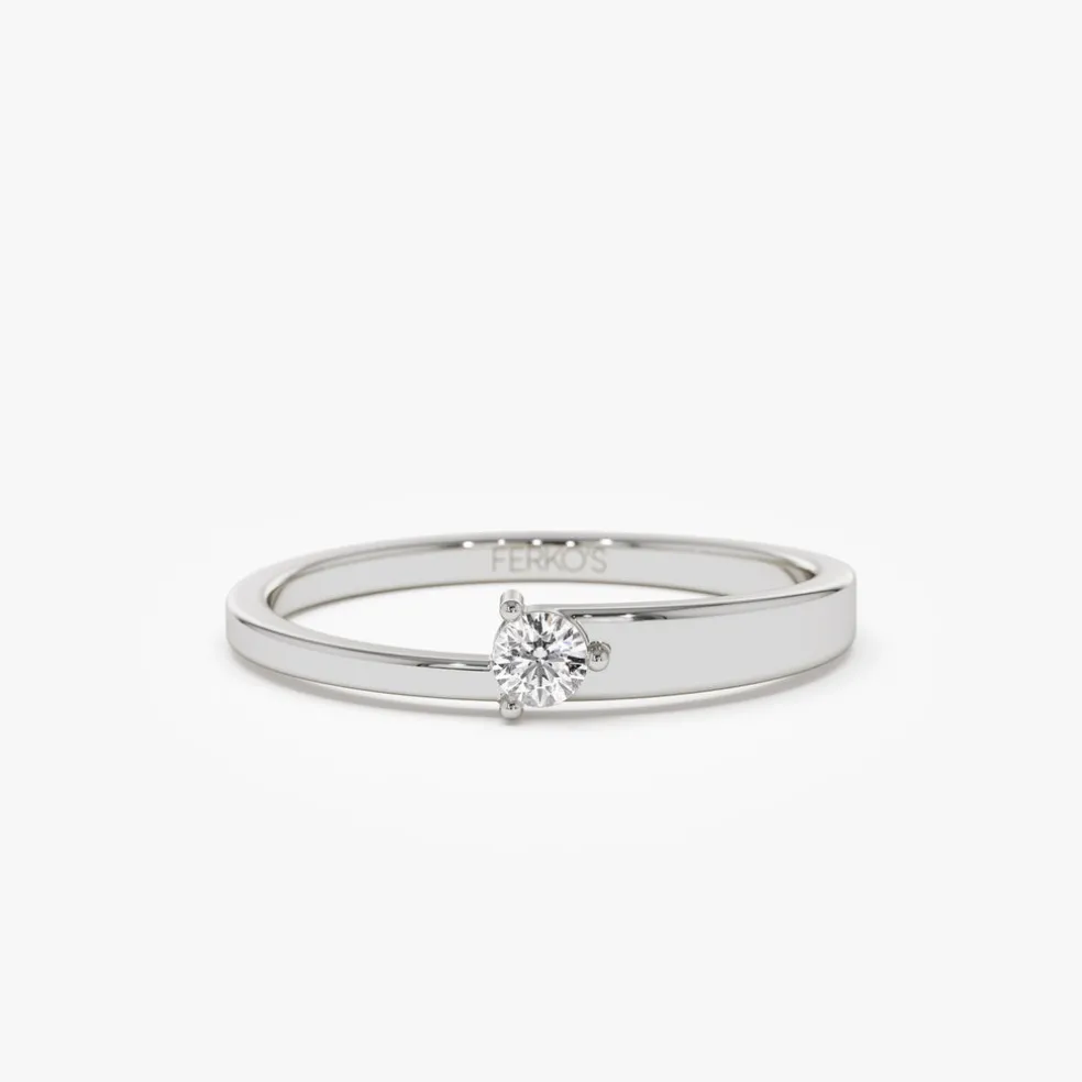 14k Round Solitaire Diamond Promise Ring