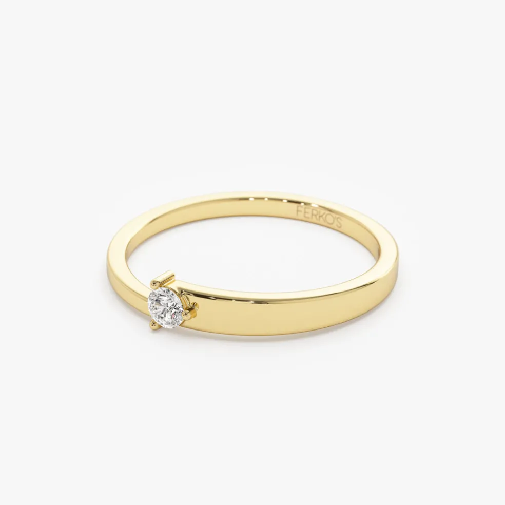 14k Round Solitaire Diamond Promise Ring